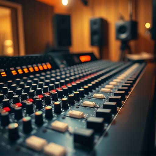 Dettaglio della console di mixaggio nello studio Onda Sonora Audio