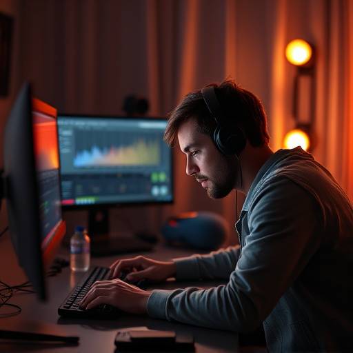 Persona che lavora al sound design su un computer
